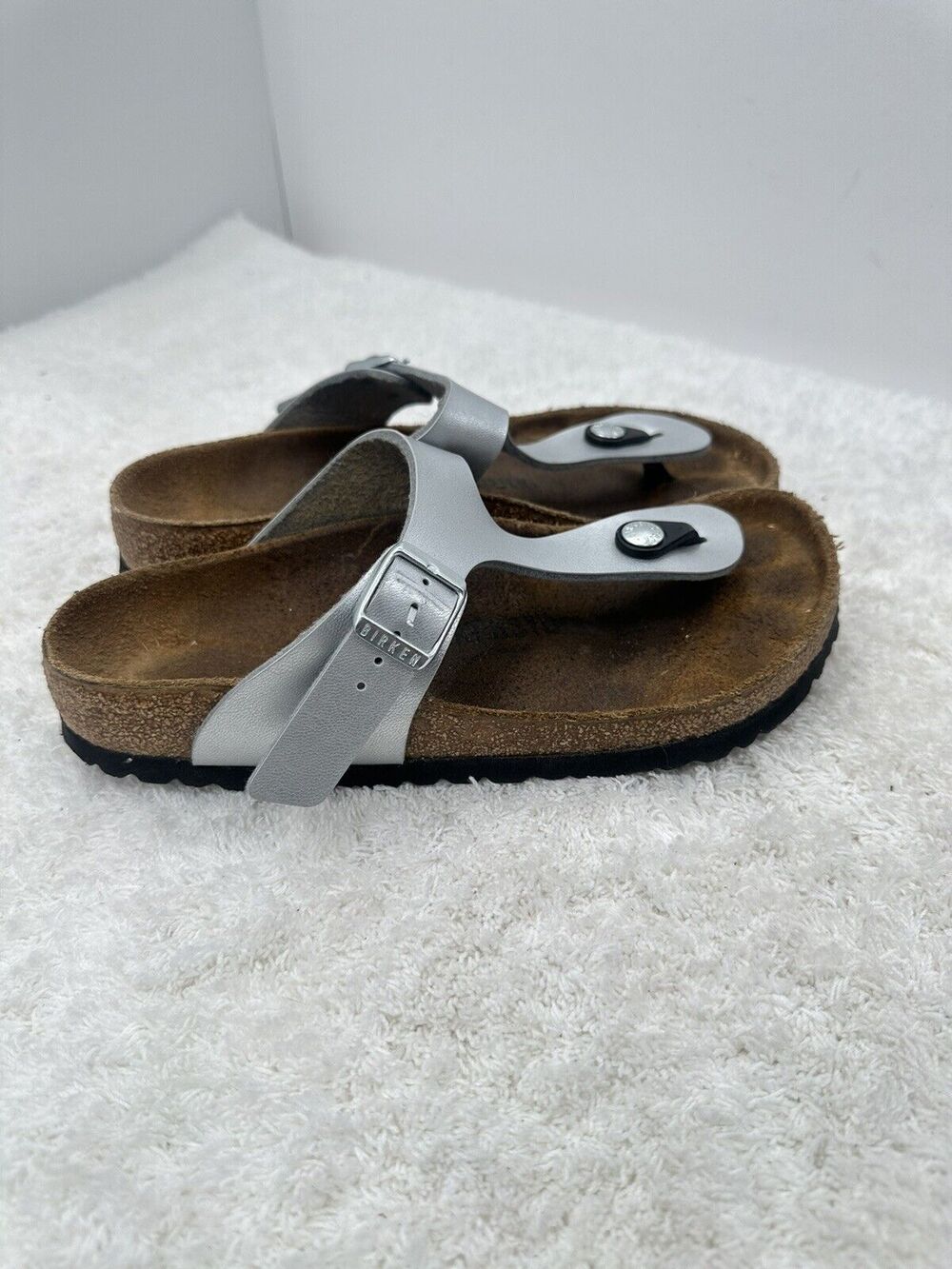 BIRKENSTOCK Gizeh Birko-Flor Silver Thong Sandals Size EU 36 US 5.5